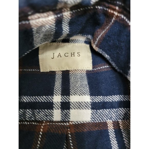 Jachs XLT Plaid Flannel‎ Shirt Heavy 100% Cotton Overshirt Blue plaid Button Up - Picture 6 of 9